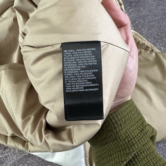 Womens The North Face Sylvester White Beige Khaki Zip Up Puffer Vest Jacket Sz M - Picture 5 of 5